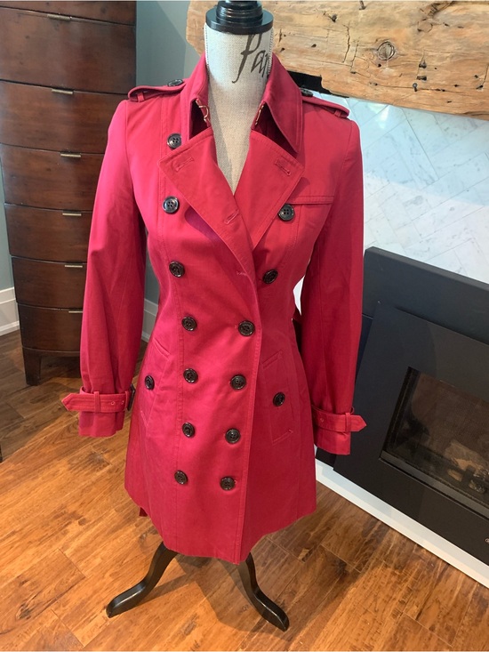 Burberry Jackets & Blazers - Burberry Burgundy/Merlot Double-Breasted Trench Coat